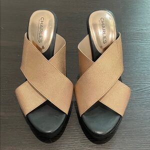 NEW!! Charlies Bronze Cross-Strap Mules